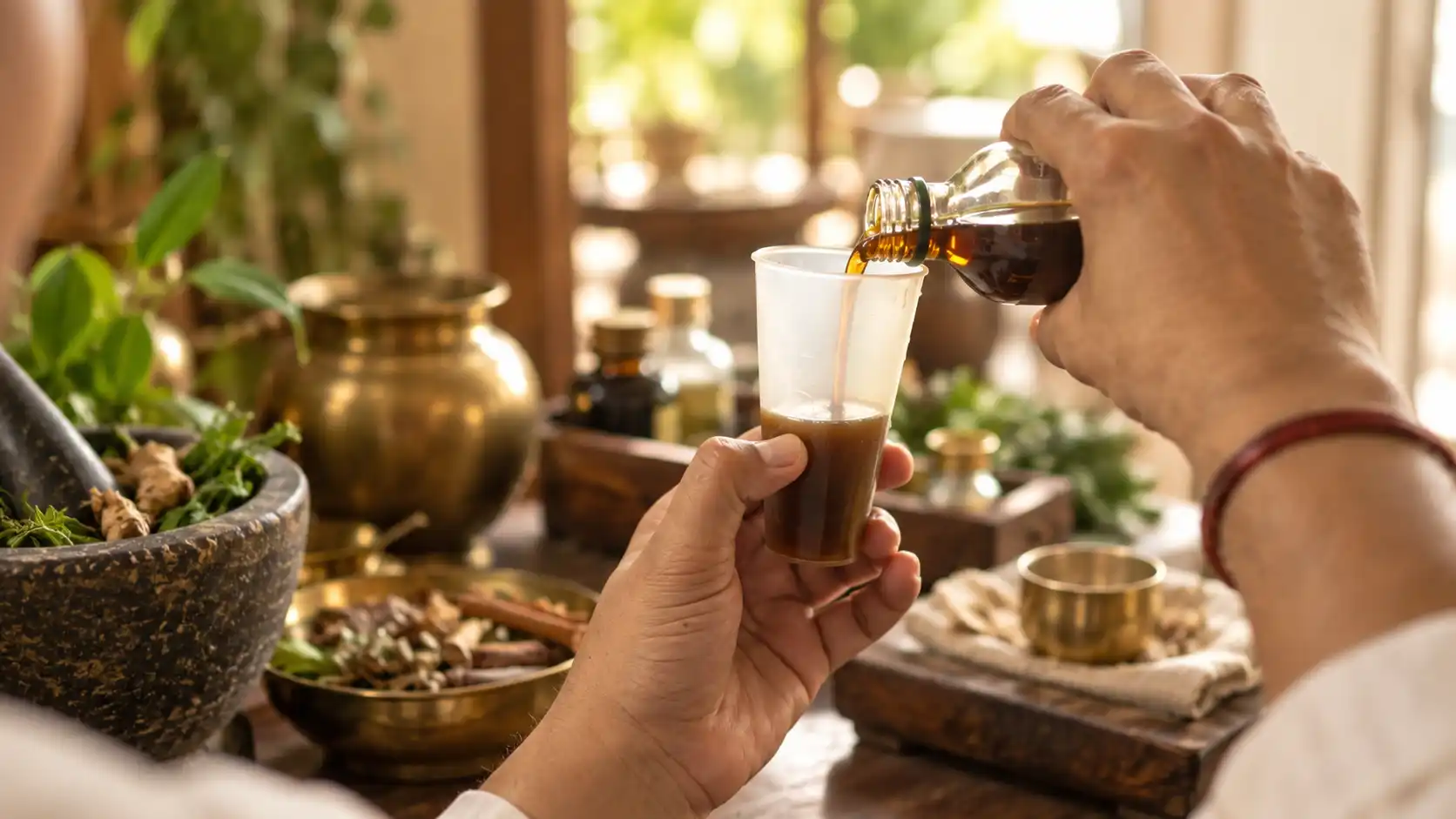 Spoons of Ayurvedic powders and spices